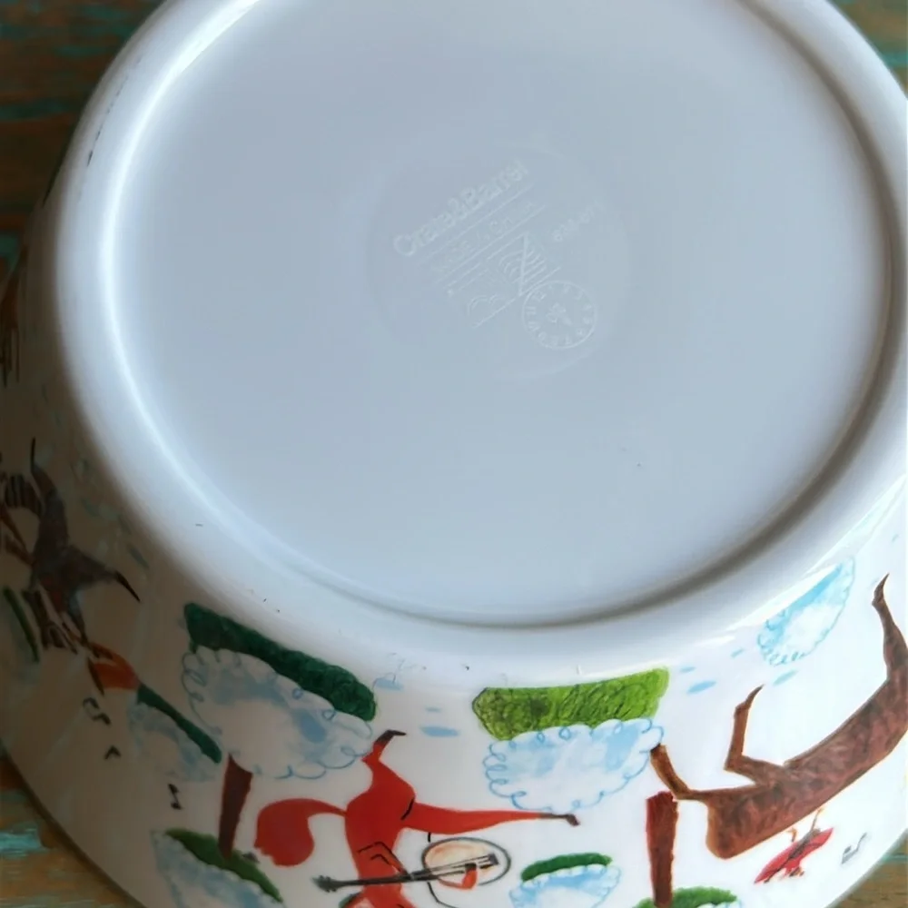 Crate & Barrel Holiday Melamine Bowls Set of 2 Animals Music Whimsical